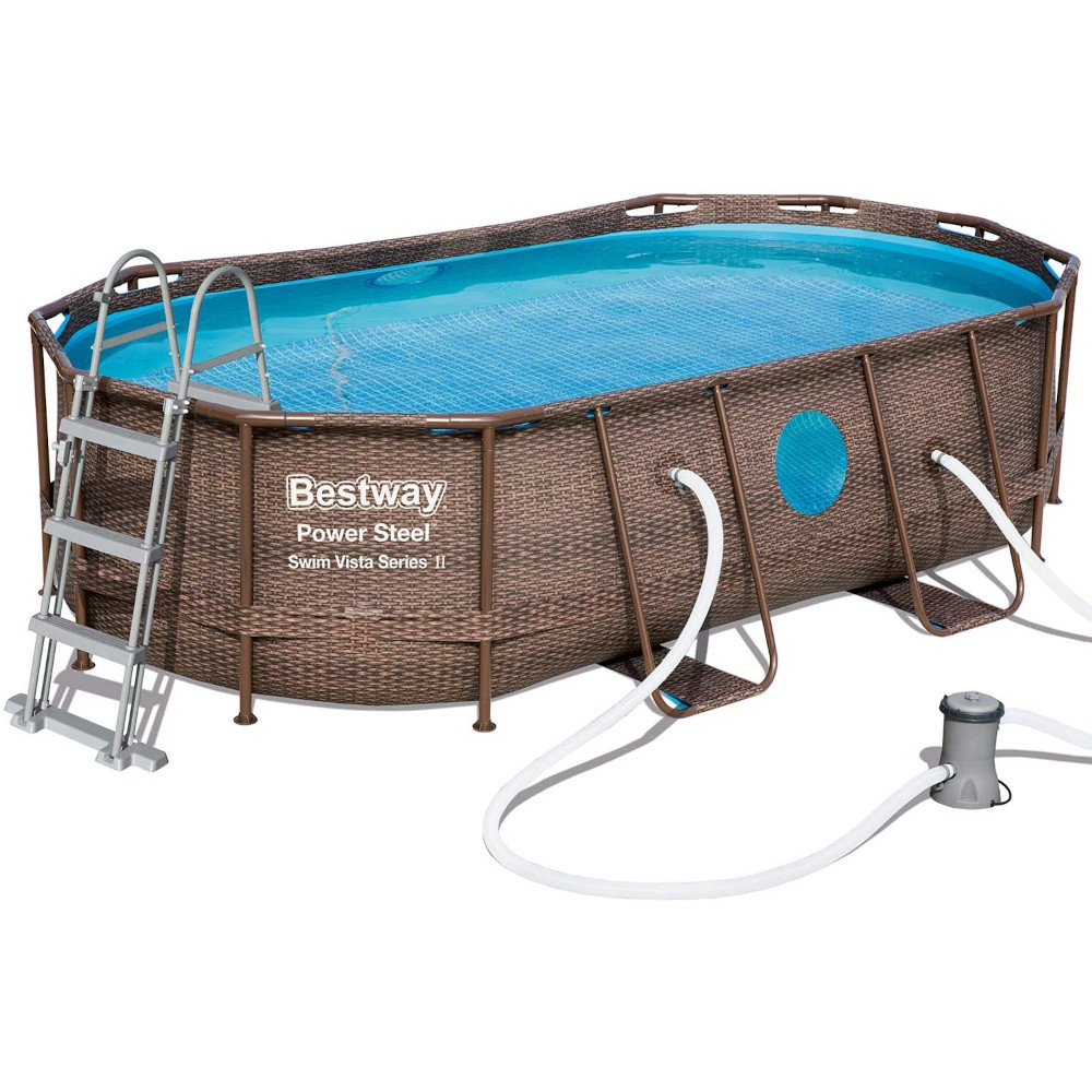 Piscina Ovale Power Steel Swim Vista 427x250x100h cm BESTWAY - Effetto Vimini